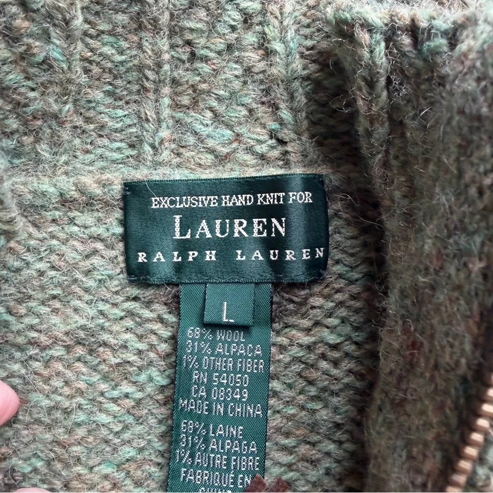 Rare Vintage 90s Ralph Lauren HandKnit Alpaca Wool Blend 1/4 Zip Sweater NEW - Picture 3 of 5